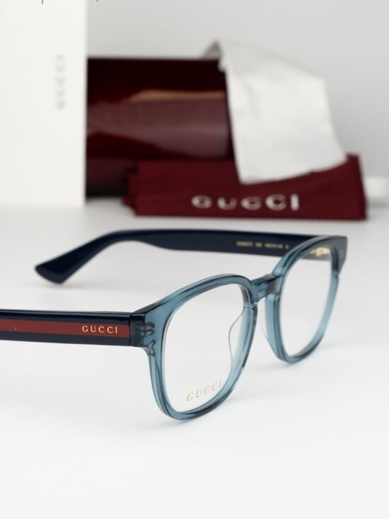 Gucci Women Eyeglasses Transparent Blue Demo Square GG0927O 006 NEW AUTHENTIC